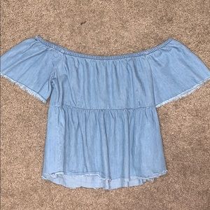 Off the shoulder jean top